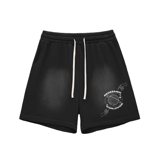 Sun Fade Raw Edge Cotton Shorts